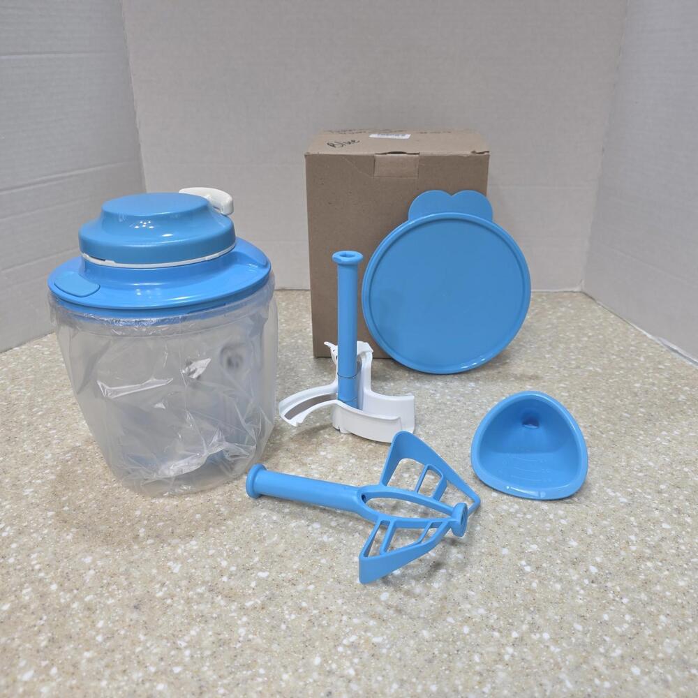 Tupperware Power Chef System Supersonic Extra (Blue) Manual Food Processor New